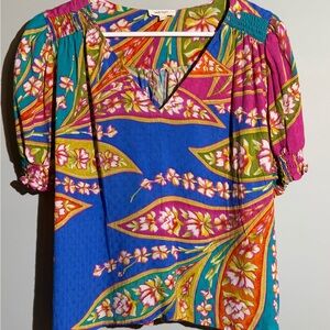 Haute Hippie Multicolor Floral Blouse Size Large